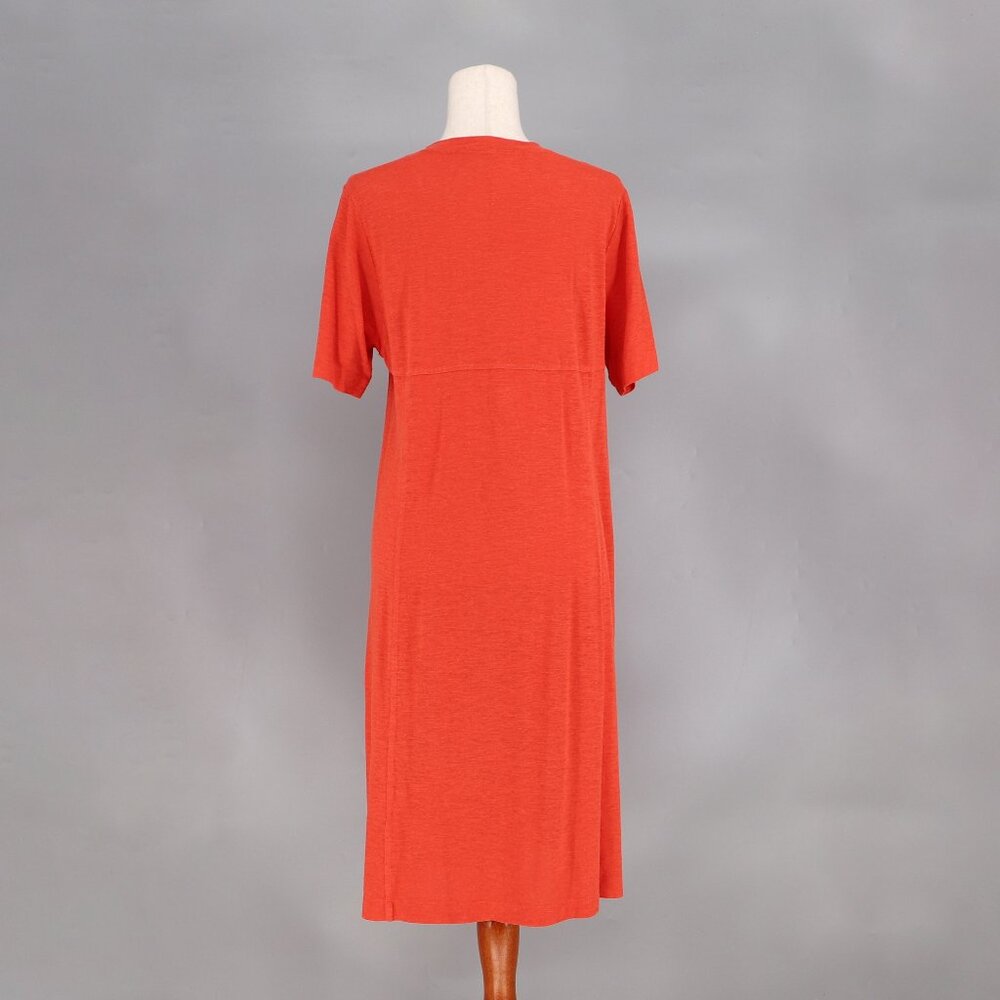 EILEEN FISHER Organic Cotton and Hemp V- neck Dress Orange Size M - Picture 4 of 7